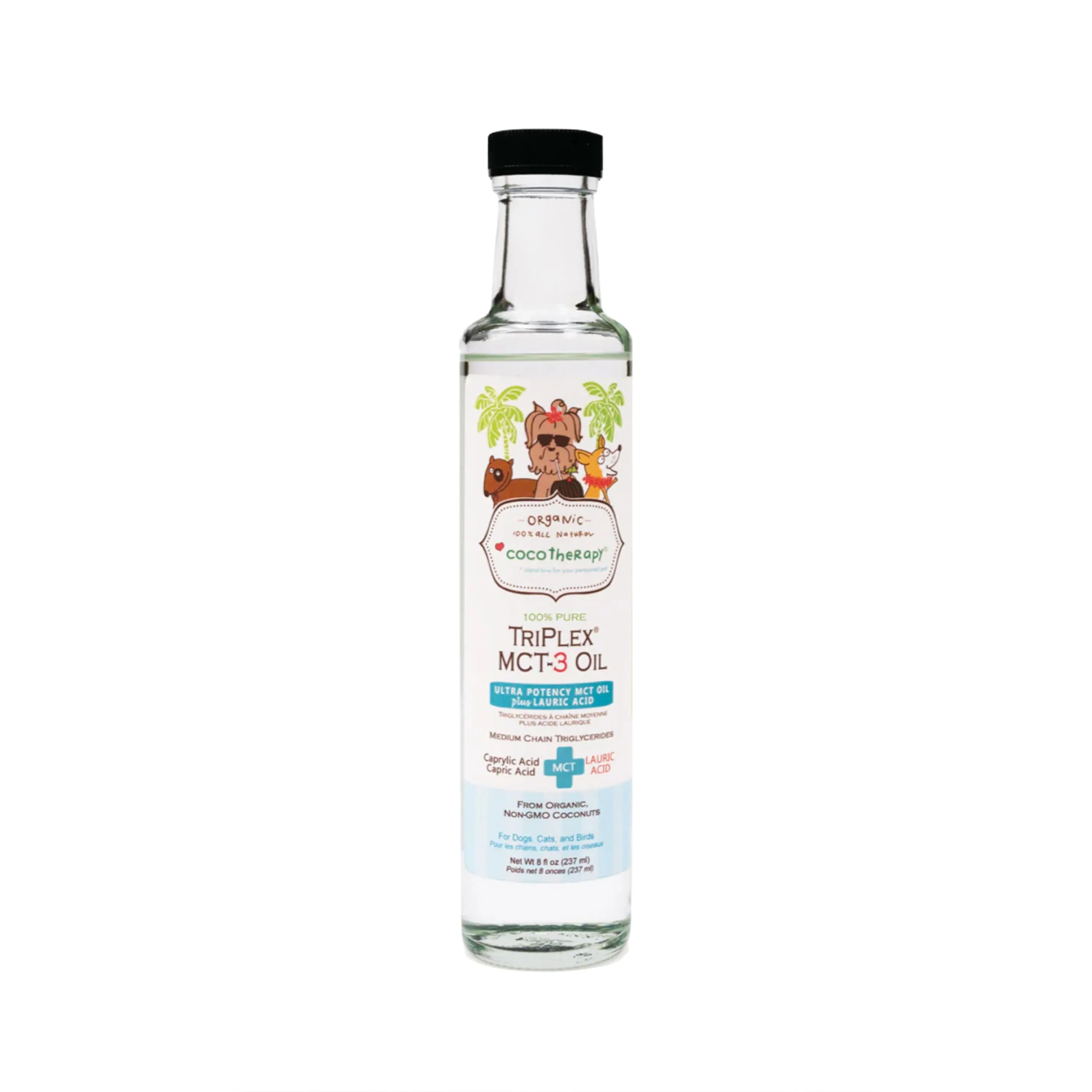 CocoTherapy TriPlex MCT-3 Oil - Premium 8oz Coconut Oil for Pets