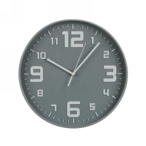 Horloge murale ronde 12 po gris et blanc