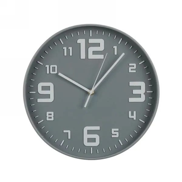 Horloge murale ronde 12 po gris et blanc