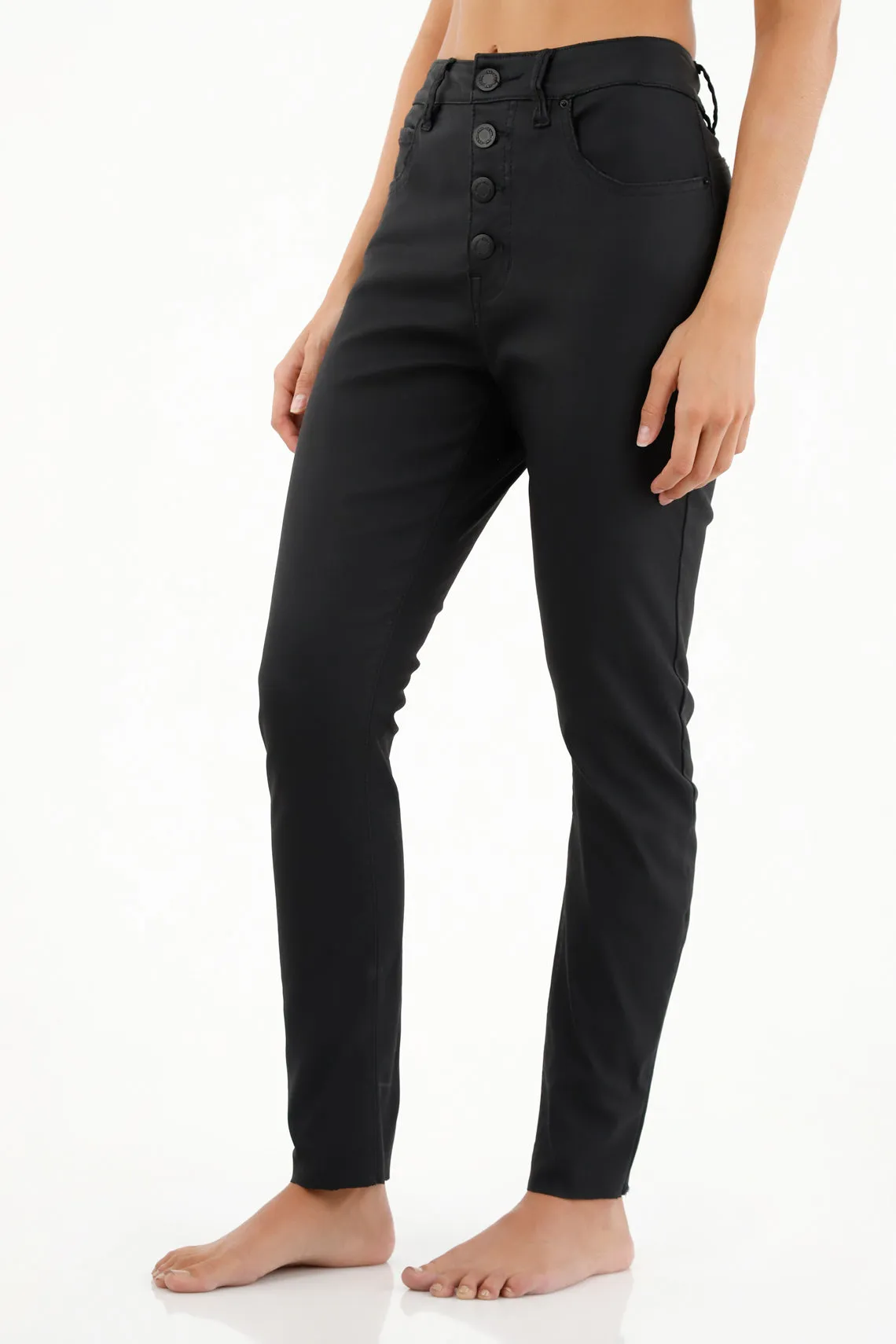 Jean Jegging tiro alto efecto resinado para mujer