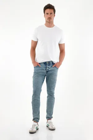 Jean Skinny de tiro medio azul claro para hombre