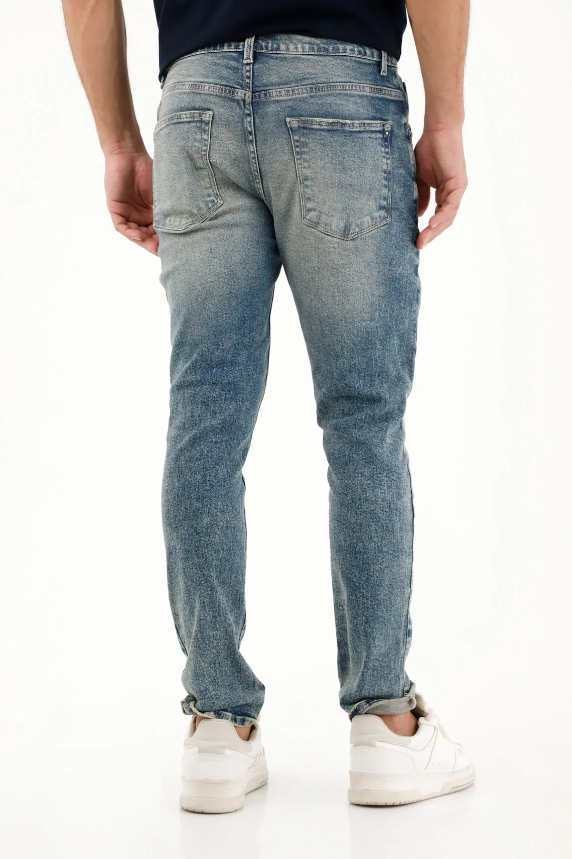 Jean Skinny tiro medio con pigmento blanco para hombre