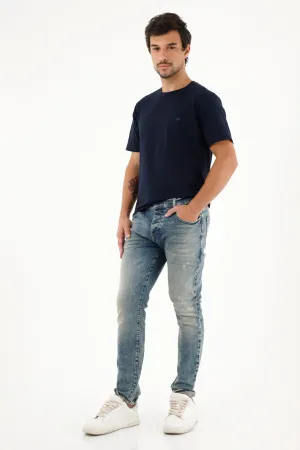 Jean Skinny tiro medio con pigmento blanco para hombre