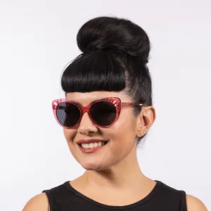 Lulu Sunglasses - Rose Crystal Acetate Frame with Black Smoke Lens