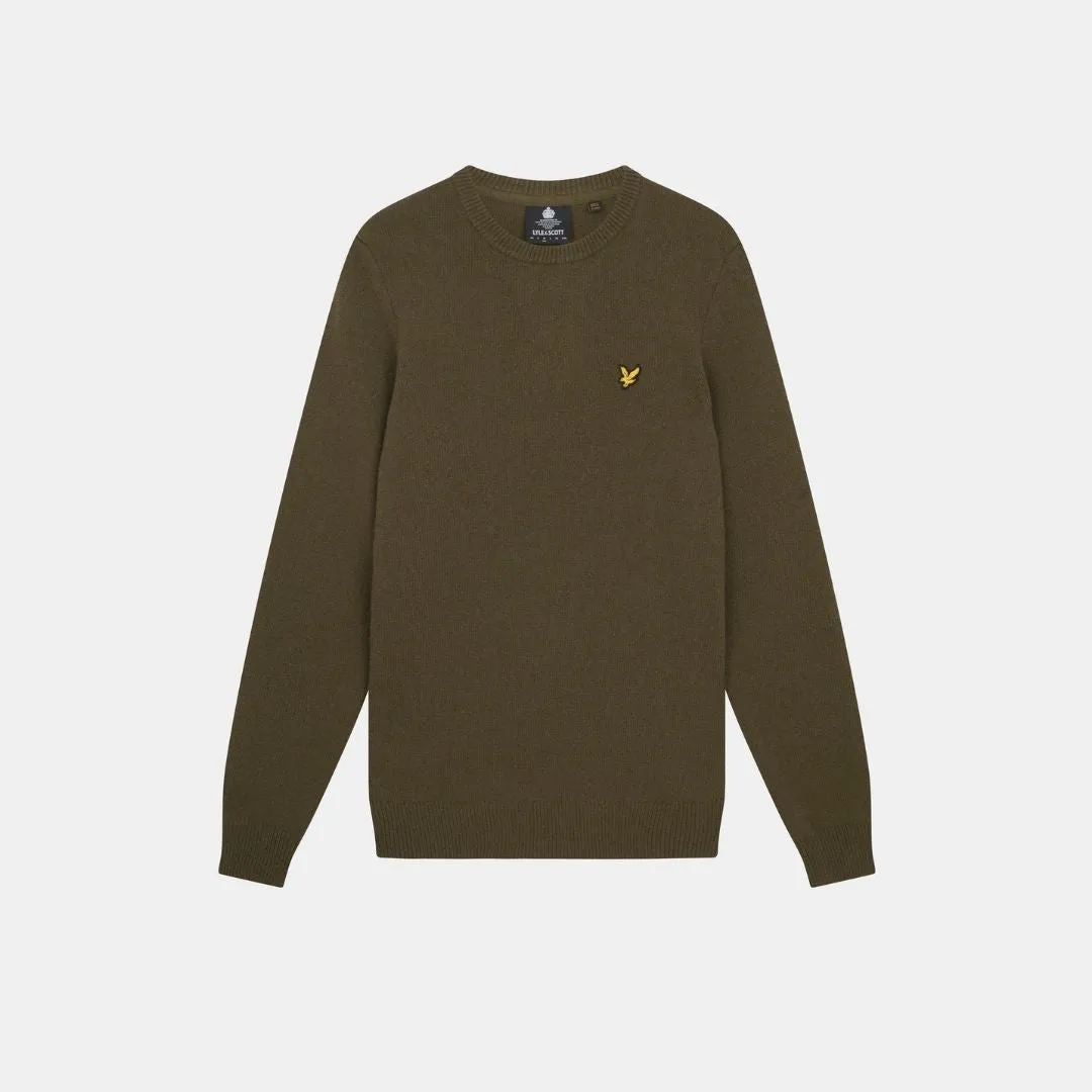 Lyle & Scott Shoulder Detail Crew Neck Knit Olive