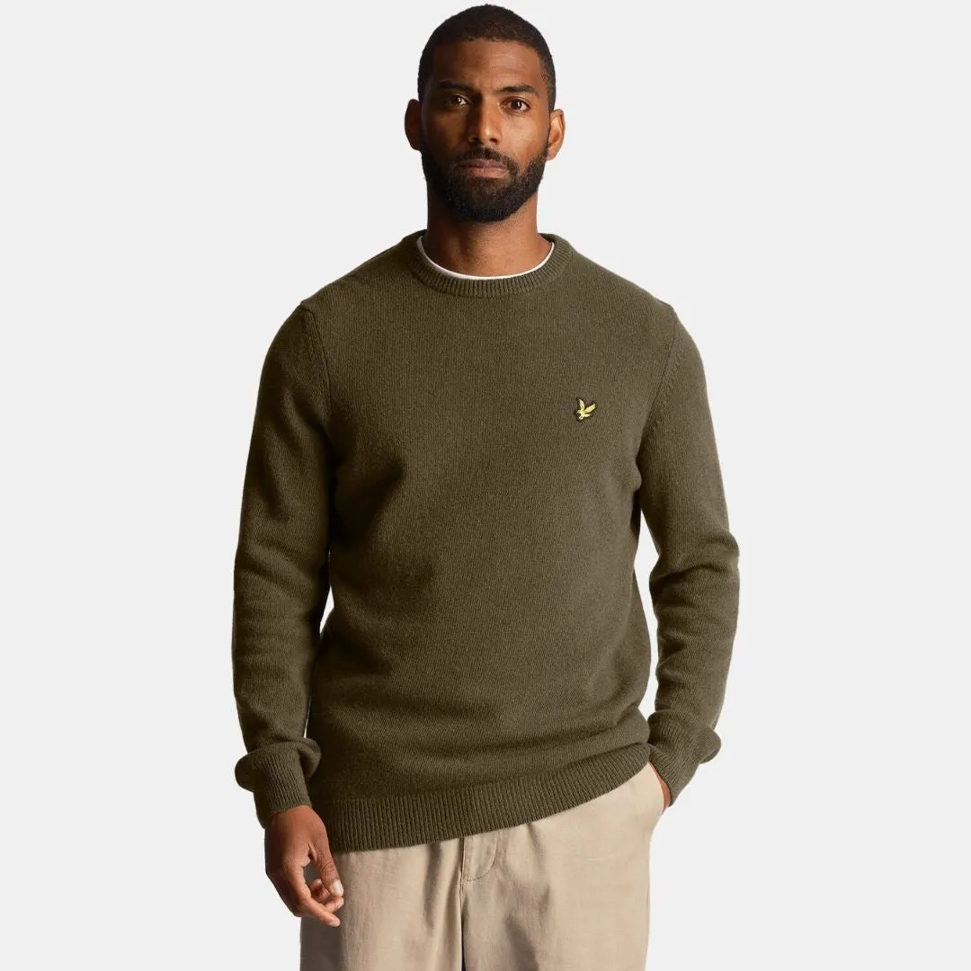 Lyle & Scott Shoulder Detail Crew Neck Knit Olive