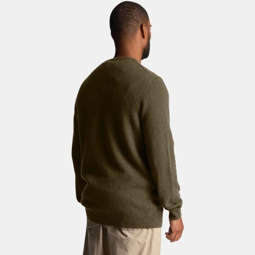 Lyle & Scott Shoulder Detail Crew Neck Knit Olive