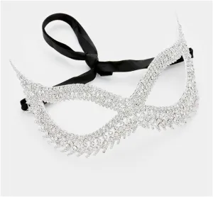 Noga Cluster Cat Eye Masquerade Mask | Silver | Crystal