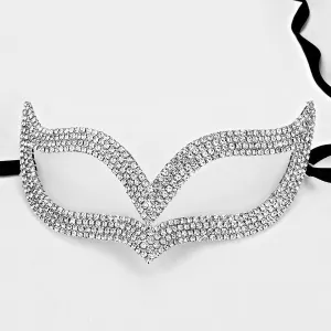 Sirene Modern Cat Eye Masquerade Mask | Crystal | Silver