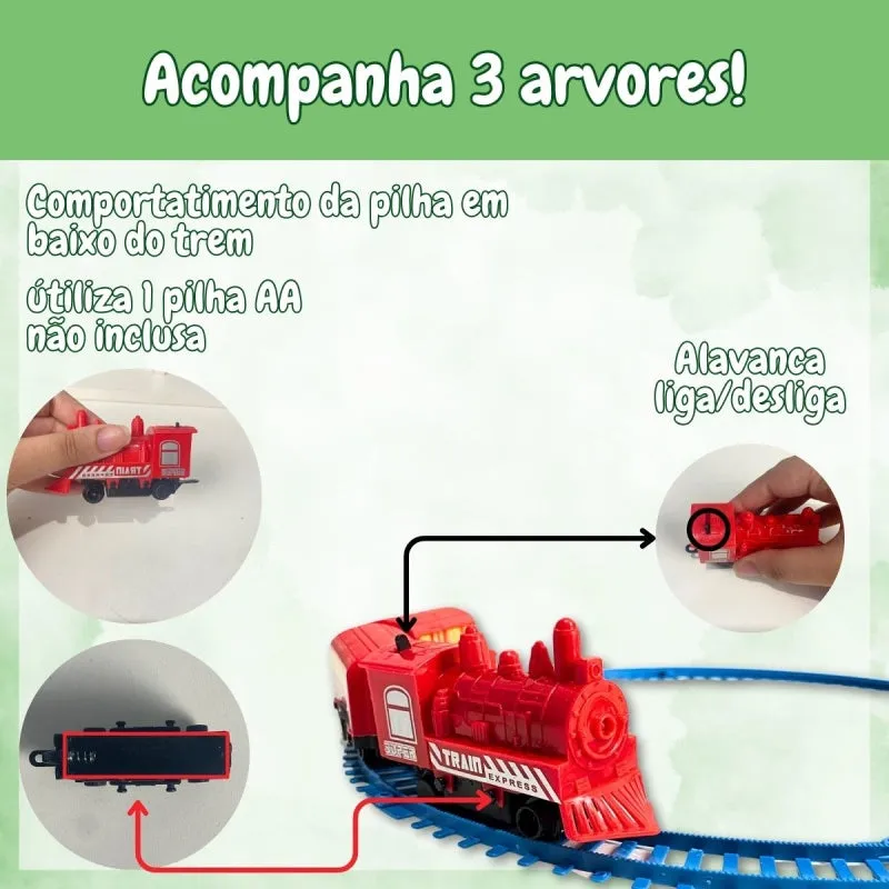 Trem Trenzinho Eletrico Maquina Locomotiva C/ Trilho Vagões (TremVagoes)